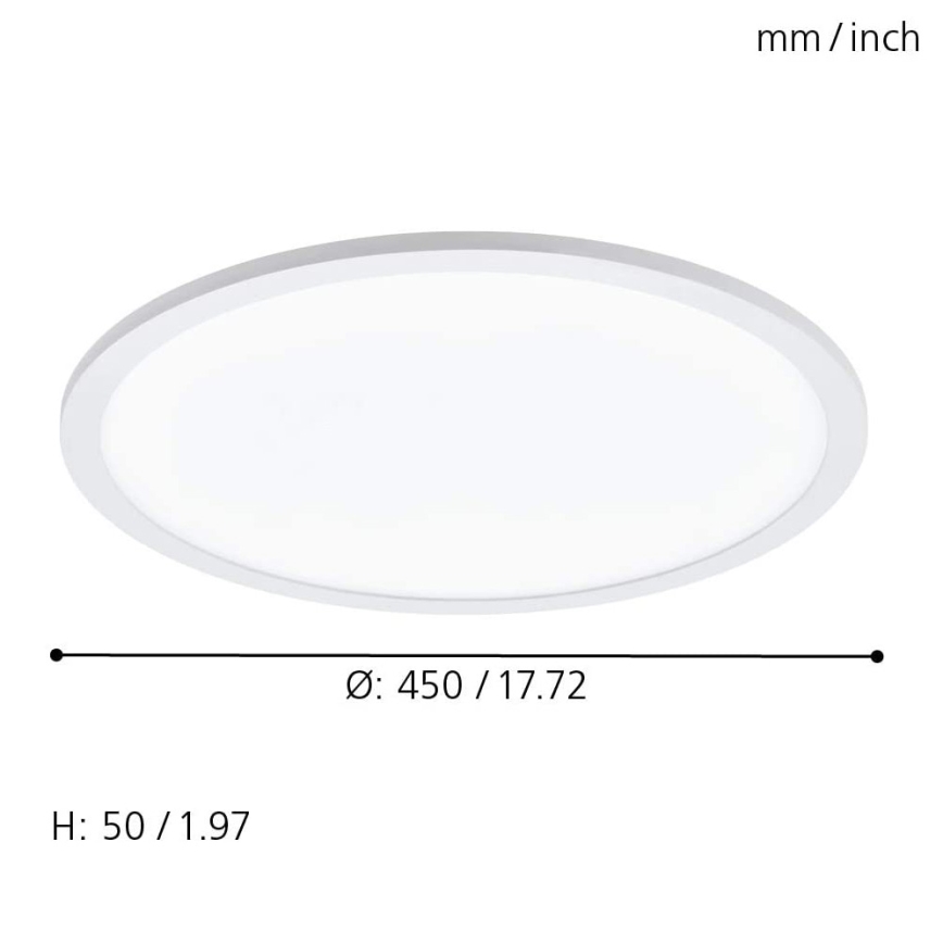 Eglo 79469 - LED Aptumšojama griestu lampa POZZALLO LED/21W/230V 2700-6500K balta + tālvadības pults