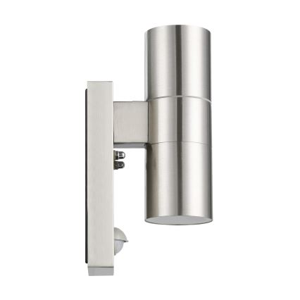 Eglo 79594- LED Āra sienas lampa ar sensoru ARAPONGAS 2xGU10/2,8W/230V IP44 matēts hroms