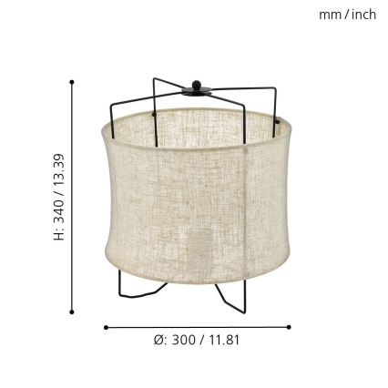 Eglo 79645 - Galda lampa BRIDEKIRK 1xE27/40W/230V bēša