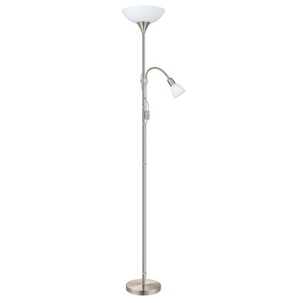 EGLO - Grīdas stāvlampa 1xE27/60W + 1xE14/25W matēts hroms