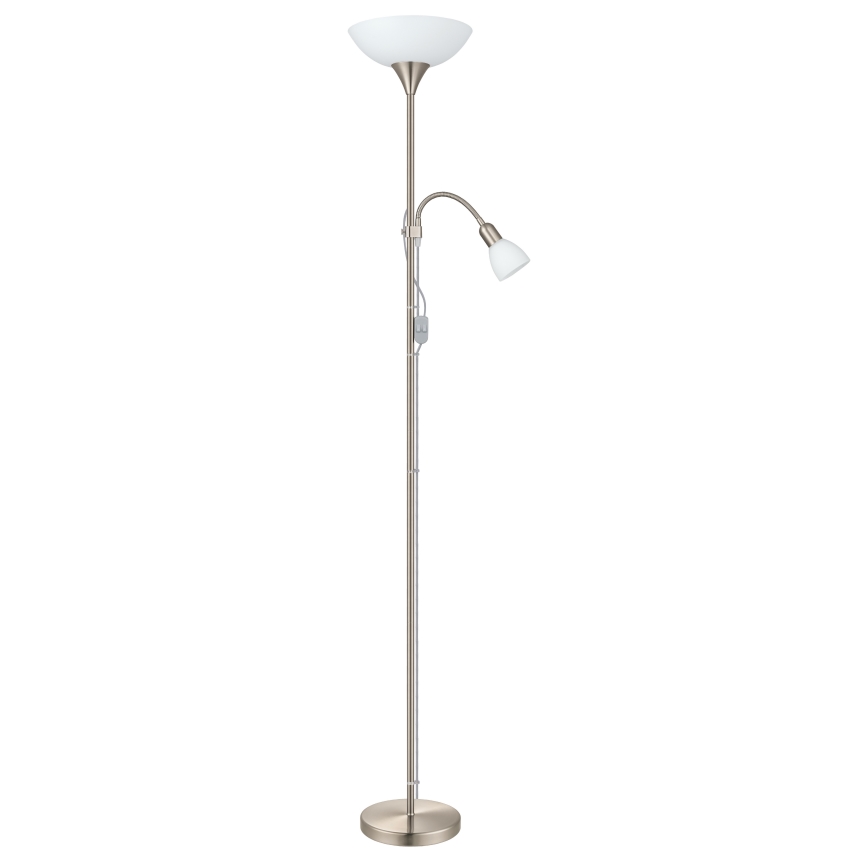 EGLO - Grīdas stāvlampa 1xE27/60W + 1xE14/25W matēts hroms