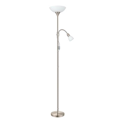 EGLO - Grīdas lampa 1xE27/60W + 1xE14/25W matēts hroms