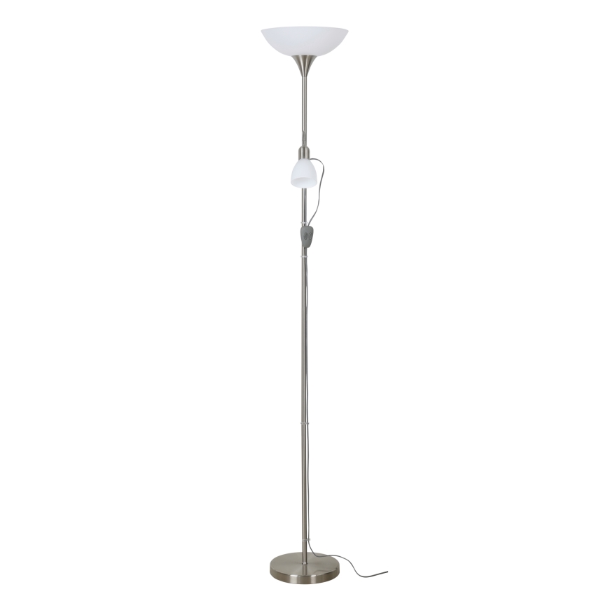 EGLO - Grīdas lampa 1xE27/60W + 1xE14/25W matēts hroms