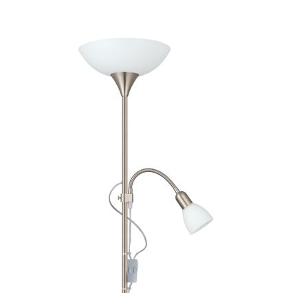 EGLO - Grīdas lampa 1xE27/60W + 1xE14/25W matēts hroms