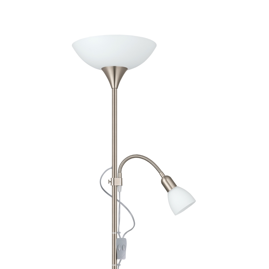 EGLO - Grīdas lampa 1xE27/60W + 1xE14/25W matēts hroms