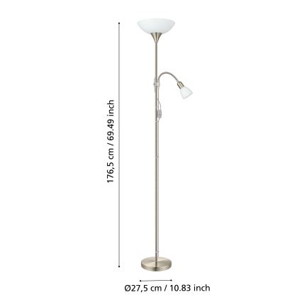 EGLO - Grīdas lampa 1xE27/60W + 1xE14/25W matēts hroms