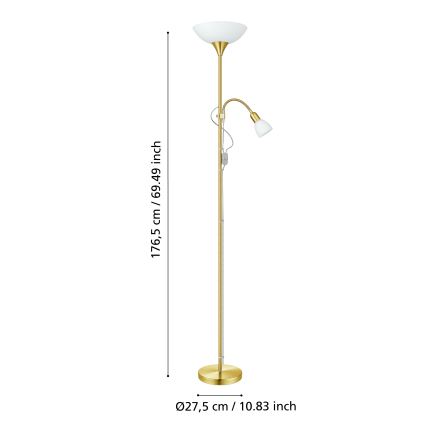 EGLO - Grīdas stāvlampa 1xE27/60W + 1xE14/25W zelta