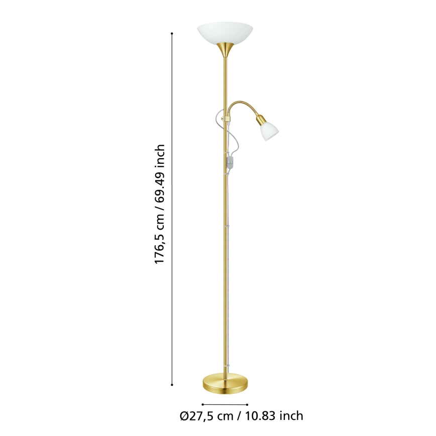 EGLO - Grīdas stāvlampa 1xE27/60W + 1xE14/25W zelta