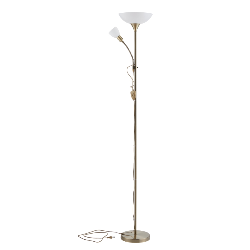 EGLO - Grīdas stāvlampa 1xE27/60W + 1xE14/25W misiņš