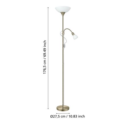 EGLO - Grīdas stāvlampa 1xE27/60W + 1xE14/25W misiņš