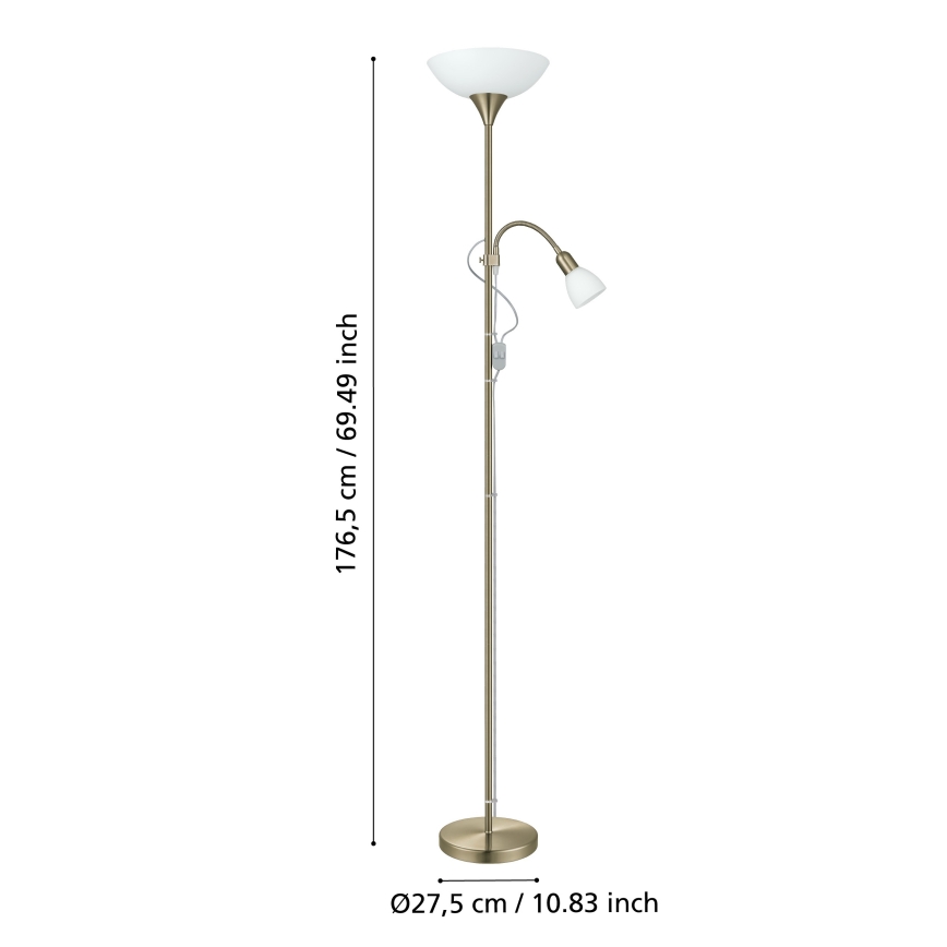 EGLO - Grīdas stāvlampa 1xE27/60W + 1xE14/25W misiņš