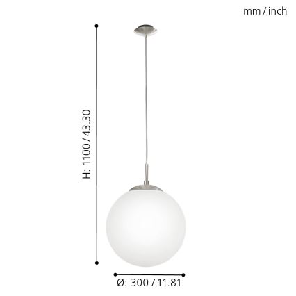 EGLO - Lustra ar auklu 1xE27/60W/230V d. 30 cm balta