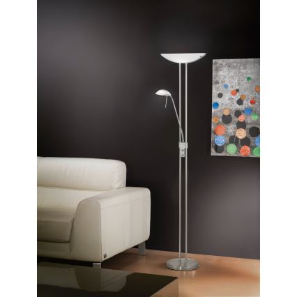 EGLO - Dimējama grīdas lampa BAYA 1xR7s/230W+1xG9/33W matēts hroms