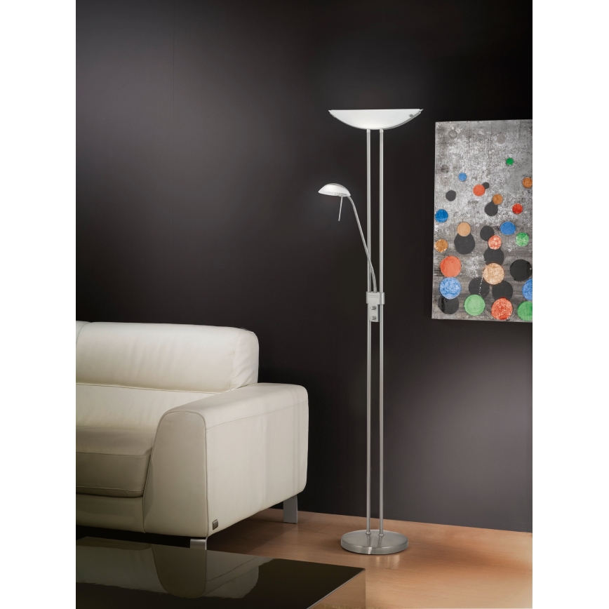 EGLO - Dimējama grīdas lampa BAYA 1xR7s/230W+1xG9/33W matēts hroms