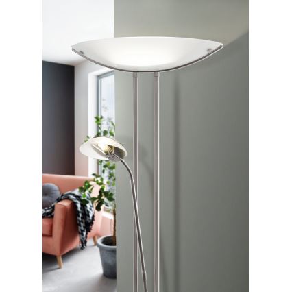 EGLO - Dimējama grīdas lampa BAYA 1xR7s/230W+1xG9/33W matēts hroms