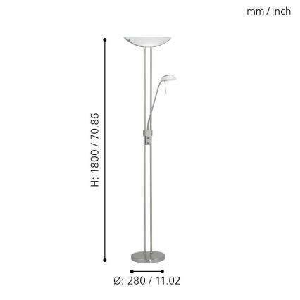 EGLO - Dimējama grīdas lampa BAYA 1xR7s/230W+1xG9/33W matēts hroms
