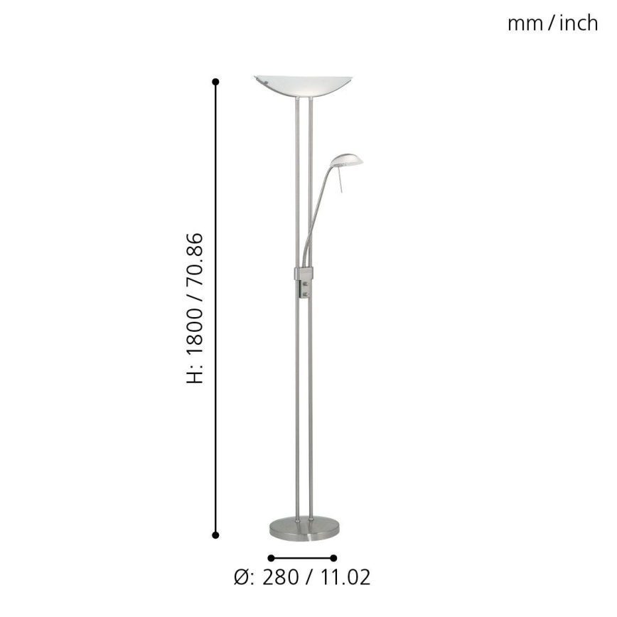 EGLO - Dimējama grīdas lampa BAYA 1xR7s/230W+1xG9/33W matēts hroms