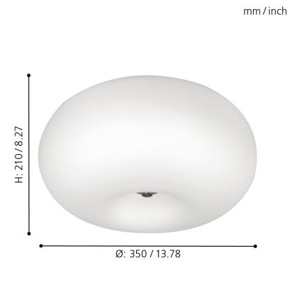 EGLO - Griestu lampa OPTICA 2xE27/60W/230V opāla stikls d. 35 cm