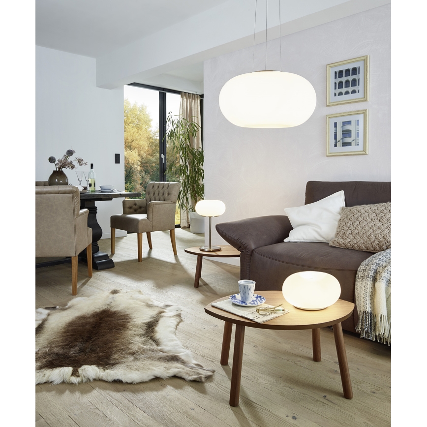 EGLO 86818 - Galda lampa OPTICA 2xE27/60W balts opalīna stikls d. 28 cm