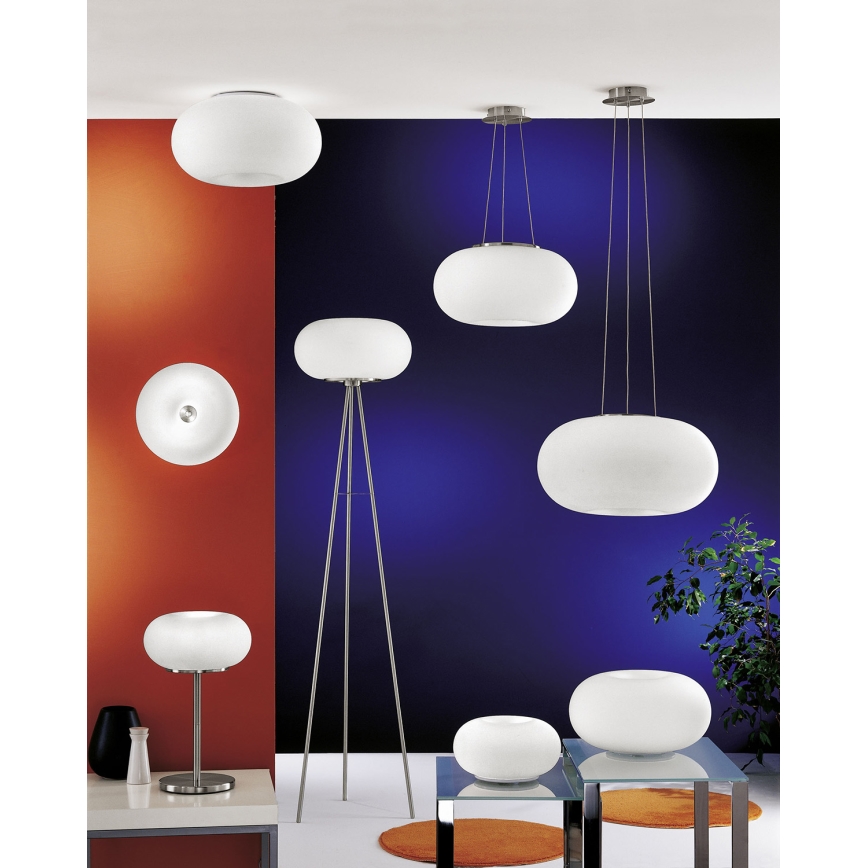 EGLO 86818 - Galda lampa OPTICA 2xE27/60W balts opalīna stikls d. 28 cm
