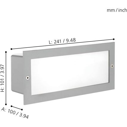 EGLO 88008 - Āra iebūvējamais gaismeklis ZIMBA 1xE27/60W sudraba/balts IP44