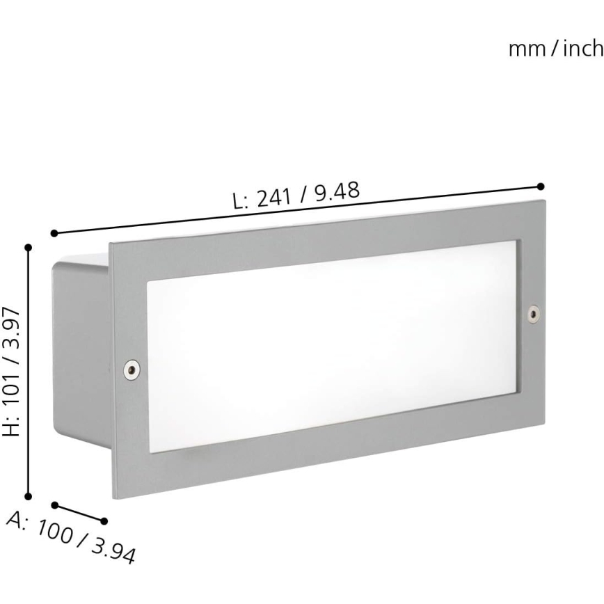 EGLO 88008 - Āra iebūvējamais gaismeklis ZIMBA 1xE27/60W sudraba/balts IP44