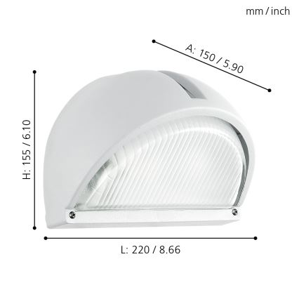 EGLO - Āra sienas gaismeklis 1xE27/60W balts IP44