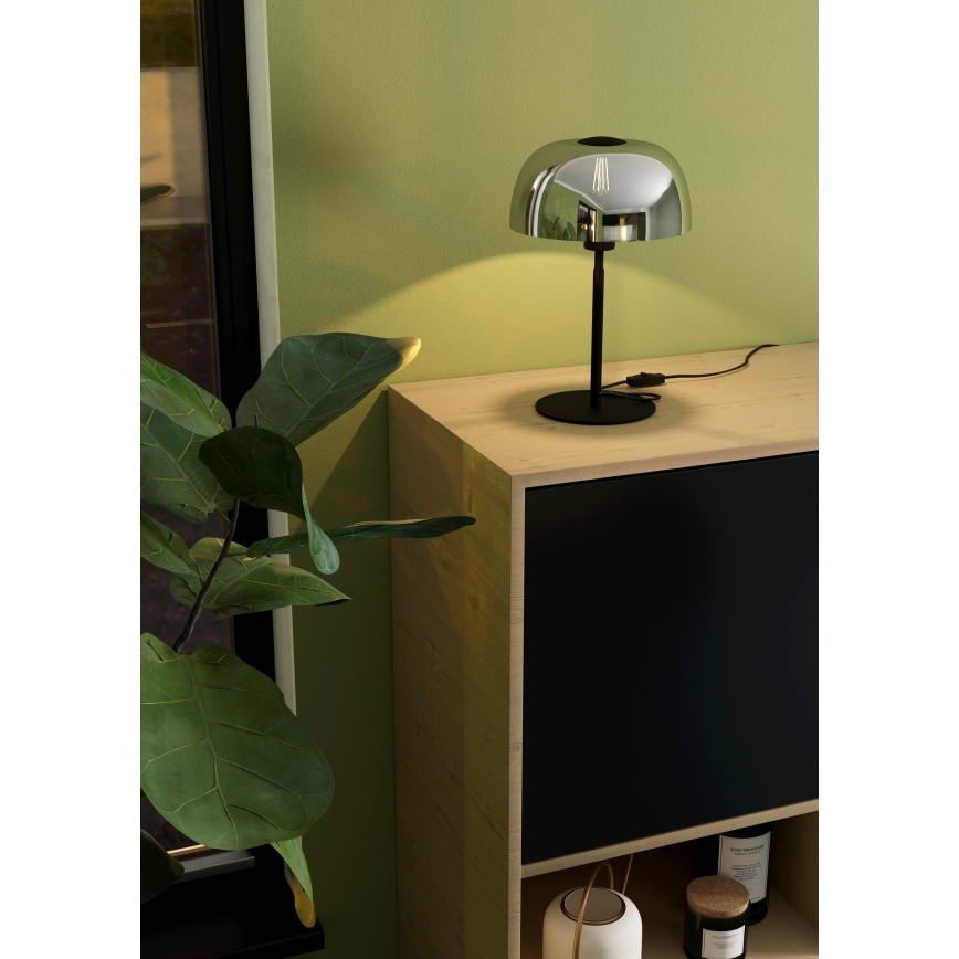 Eglo - Galda lampa 1xE27/40W/230V melna/pelēka