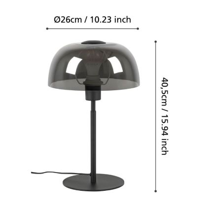 Eglo - Galda lampa 1xE27/40W/230V melna/pelēka