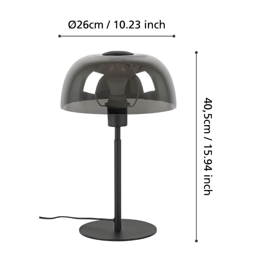 Eglo - Galda lampa 1xE27/40W/230V melna/pelēka