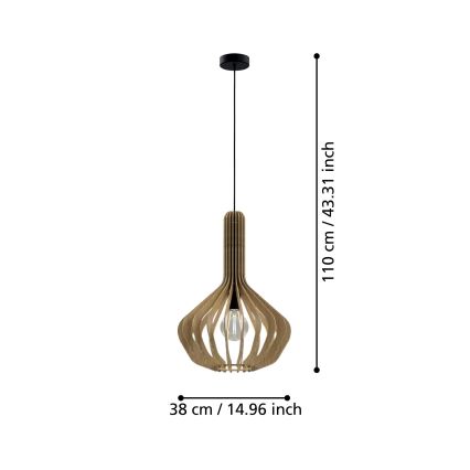 Eglo - Lustra ar auklu 1xE27/40W/230V d. 38 cm bēša