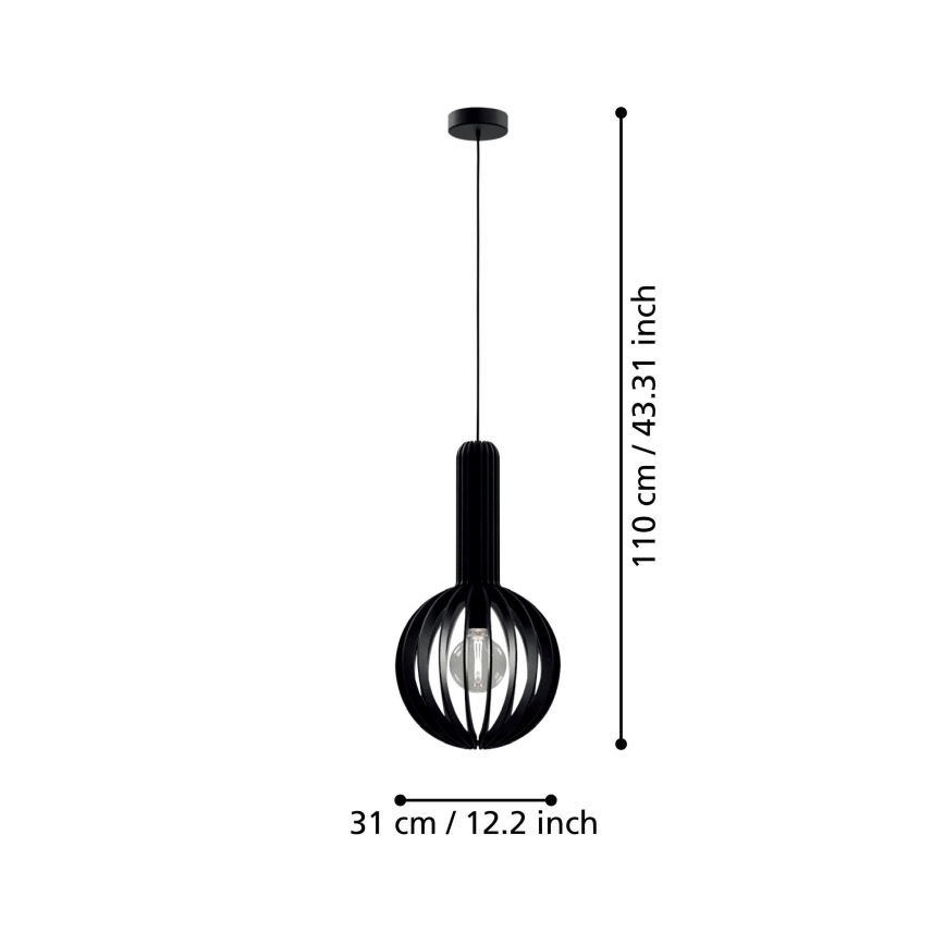 Eglo - Lustra ar auklu 1xE27/40W/230V d. 31 cm melna