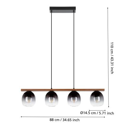 Eglo - Lustra ar auklu 4xE27/40W/230V