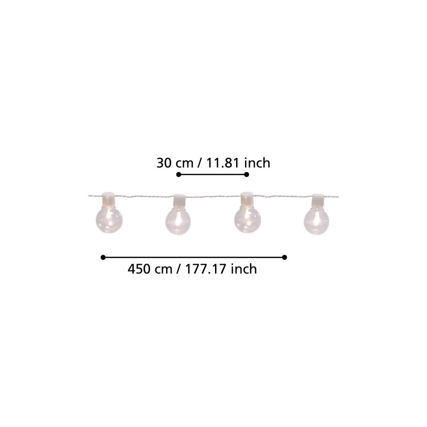 Eglo - LED Dekoratīva āra virtene 16xLED/0,064W/24V IP44 balta