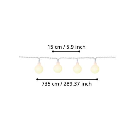 Eglo - LED Dekoratīva āra virtene 50xLED/0,066W/4,5V IP44