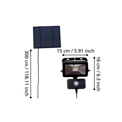 Eglo - LED Saules enerģijas prožektors ar sensoru 15xLED/0,03W/3,7V IP44