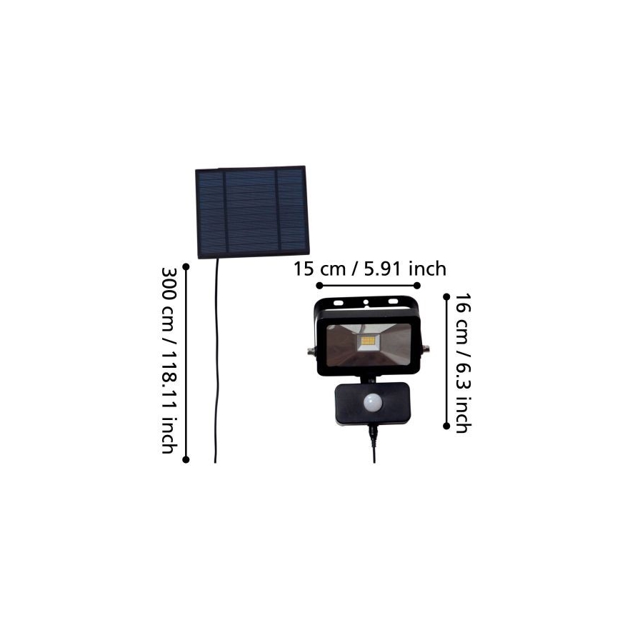 Eglo - LED Saules enerģijas prožektors ar sensoru 15xLED/0,03W/3,7V IP44