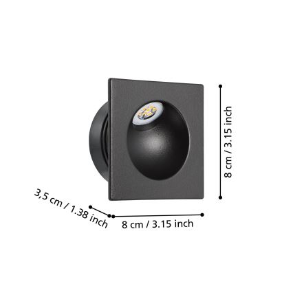 Eglo - LED Kāpņu telpas lampa LED/2W/230V 3000K melna