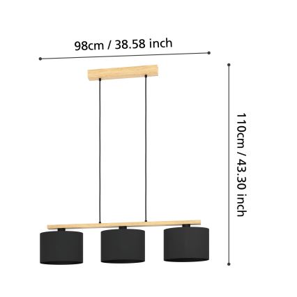 Eglo - Lustra ar auklu 3xE27/40W/230V