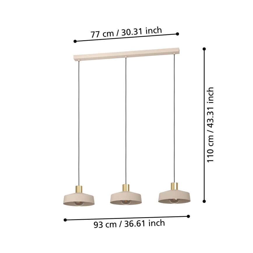 Eglo - Lustra ar auklu 3xE27/40W/230V