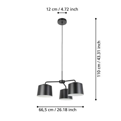 Eglo - Lustra ar auklu 3xE27/40W/230V