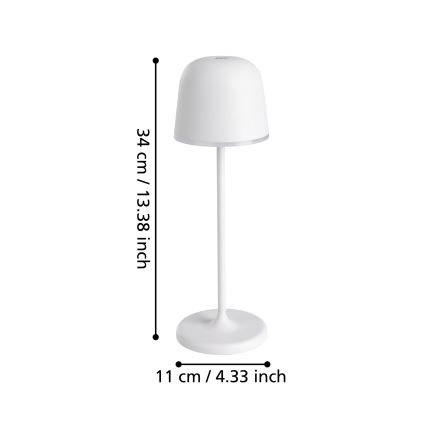 Eglo - LED Aptumšojama āra uzlādējama lampa LED/2,2W/5V 1800 mAh pelēka IP54