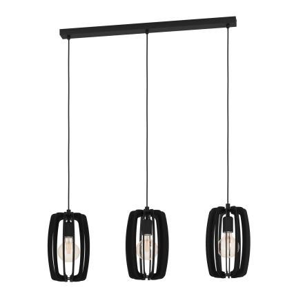 Eglo - Lustra ar auklu 3xE27/40W/230V melna
