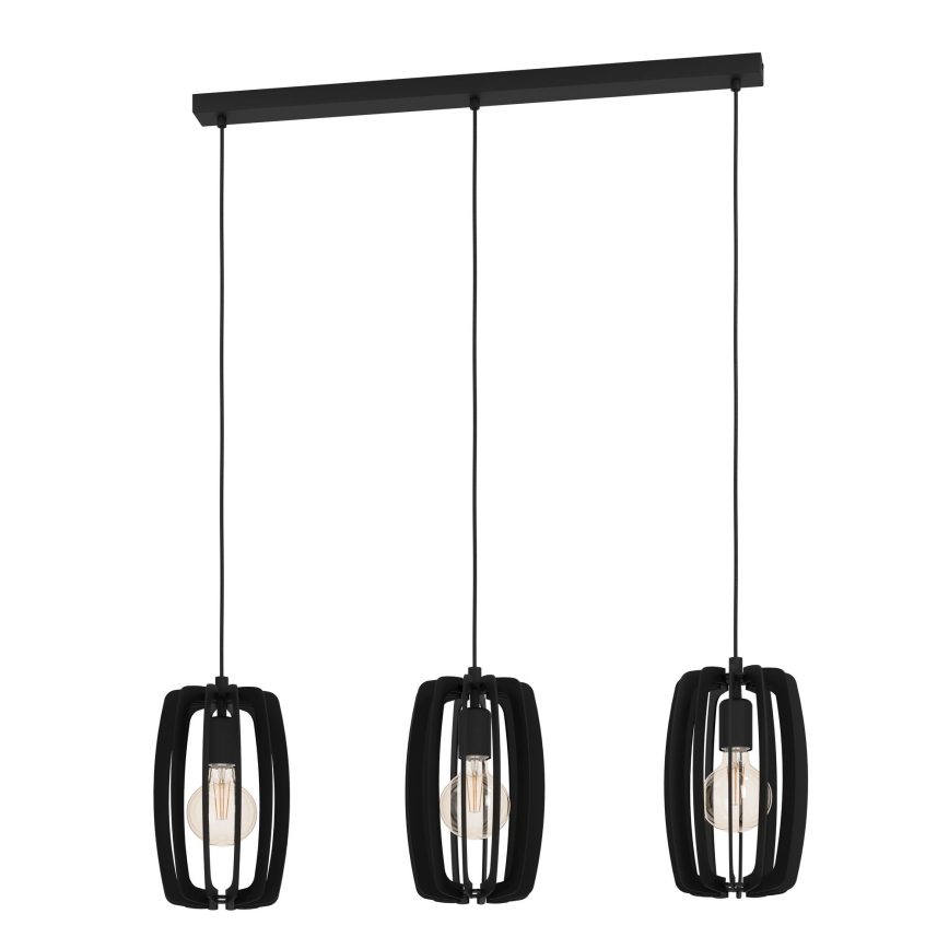 Eglo - Lustra ar auklu 3xE27/40W/230V melna
