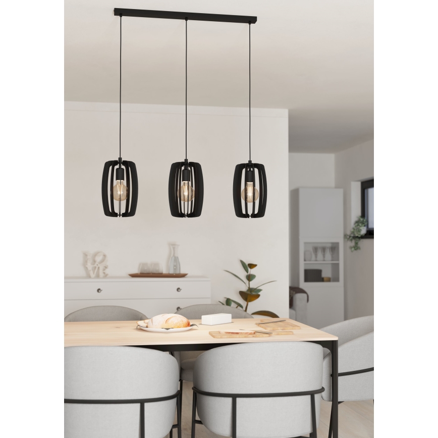 Eglo - Lustra ar auklu 3xE27/40W/230V melna