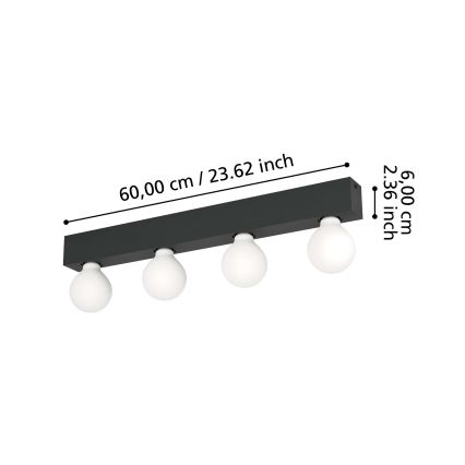 Eglo - Sienas lampa 4xE27/40W/230V melna