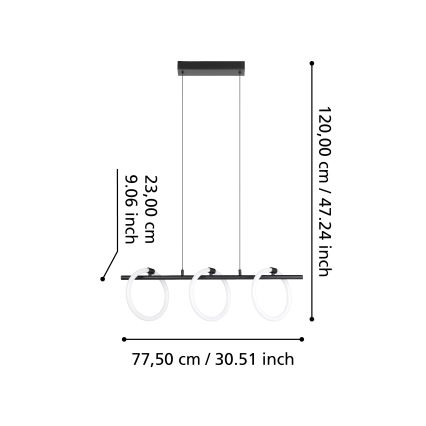 Eglo - LED Lustra ar auklu 3xLED/9W/230V