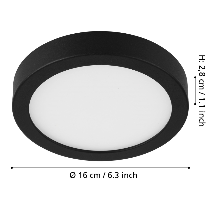 Eglo - Regulējams LED griestu gaismeklis LED/11W/230V, melns, Ø 16 cm