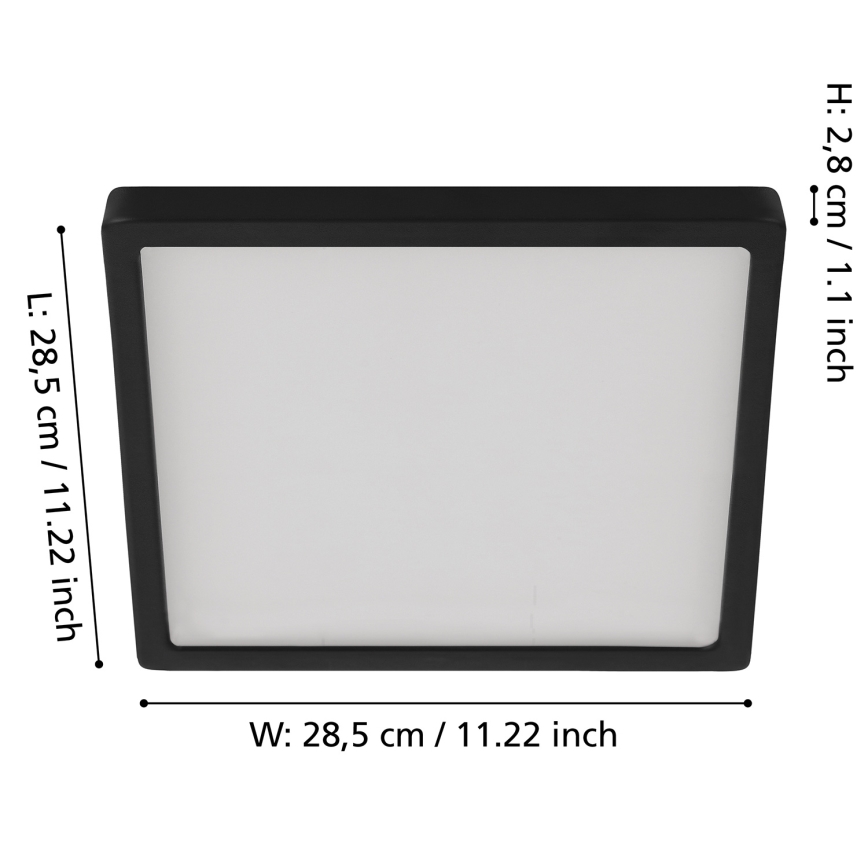 Eglo - dimmējams LED griestu gaismeklis LED/20,5W/230V melns 28,5x28,5 cm