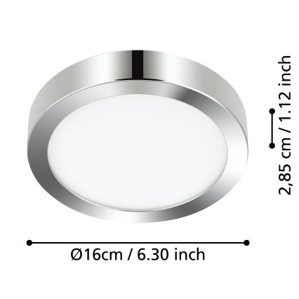 Eglo - LED vannas istabas griestu gaismeklis LED/11W/230V IP44 pulēts hroms Ø 16 cm